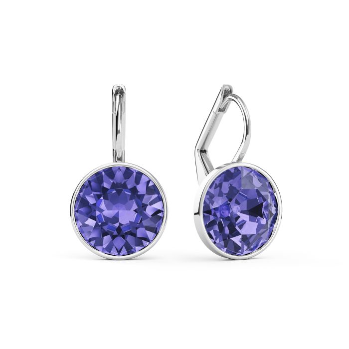 Bella Earrings with 4 Carat Tanzanite Crystals Rhodium Plated