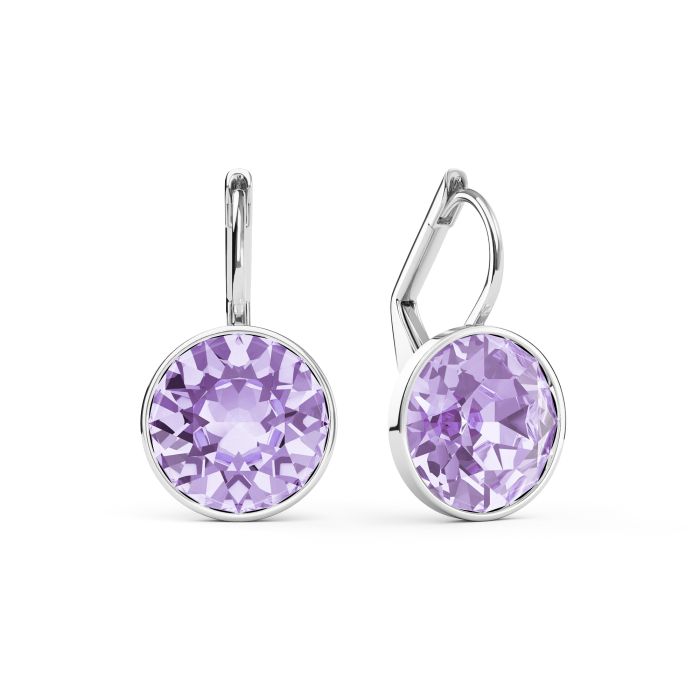 Bella Earrings with 4 Carat Violet Crystals Rhodium Plated