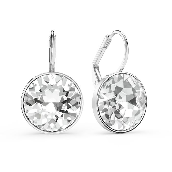 Bella Earrings with 13mm Clear Crystals Rhodium Plated