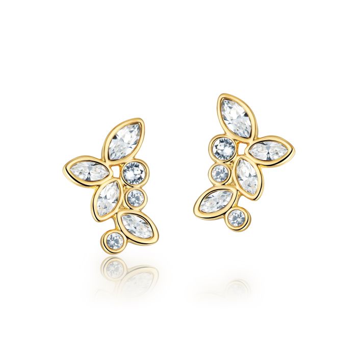 Enchanted Stud Earrings with Austrian Crystals 16k Gold Plated MYJS Bridal