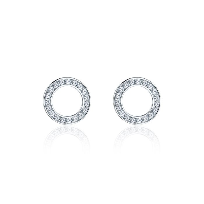Open Circle Pave Earrings with Austrian Crystals MYJS WGP Bridal