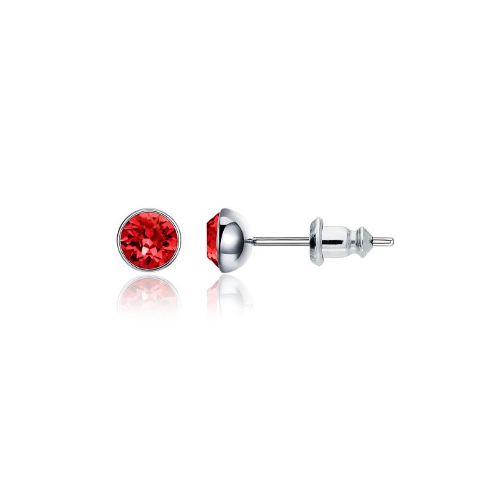 Signature Stud Earrings with 3 Sizes Carat Siam Swarovski Crystals Rhodium Plated