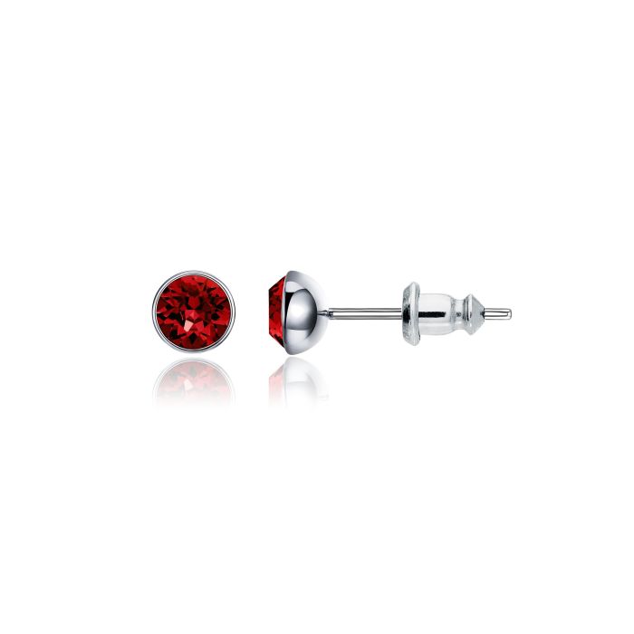 Signature Stud Earrings with 3 Sizes Carat Ruby Swarovski Crystals Rhodium Plated