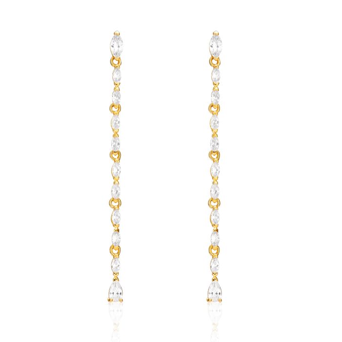 Louison Drop Earrings with Clear CZ Bridal Gold Plated
