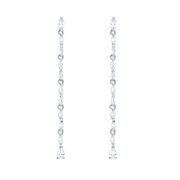 Louison Drop Earrings with Clear CZ Bridal Rhodium Plated