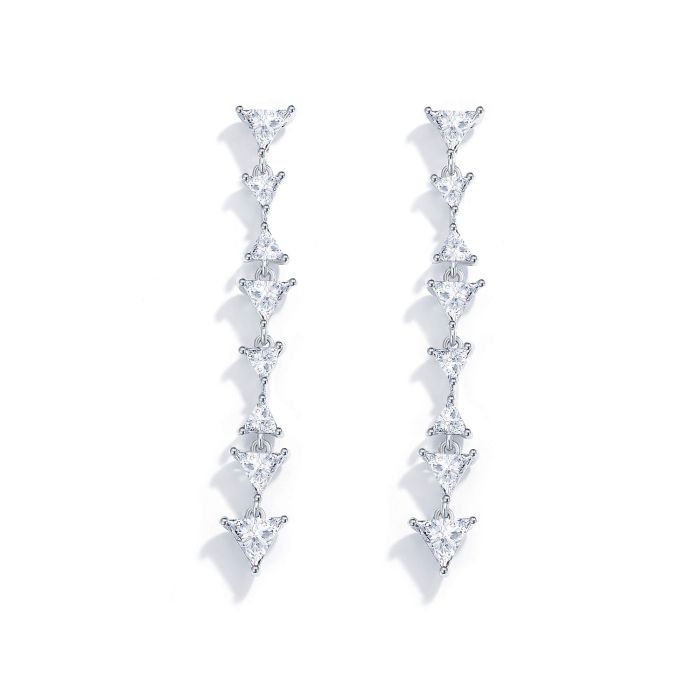 Triangle Clear Cubic Zirconia Drop Earrings