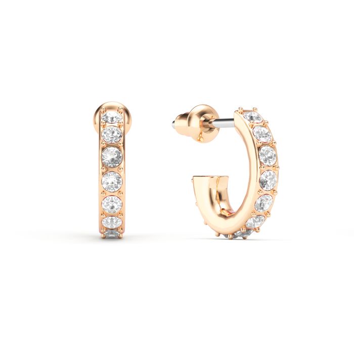 Eternity 11mm Mix Hoop Carrier Earrings with Clear Crystals Rose Gold Plated