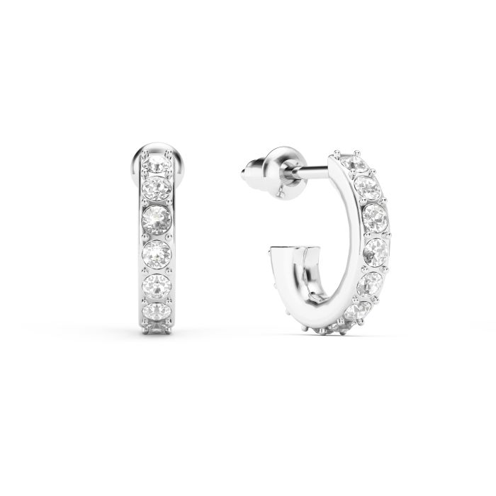 Eternity 11mm Mix Hoop Carrier Earrings with Clear Crystals Rhodium Plated