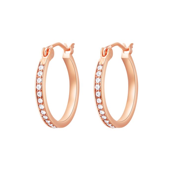 Eternity Mix Carrier Hoop Earrings 18mm Clear Crystal Rose Gold Plated