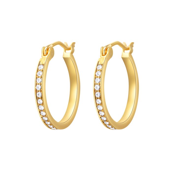 Eternity Mix Carrier Hoop Earrings 18mm Clear Crystal Gold Plated