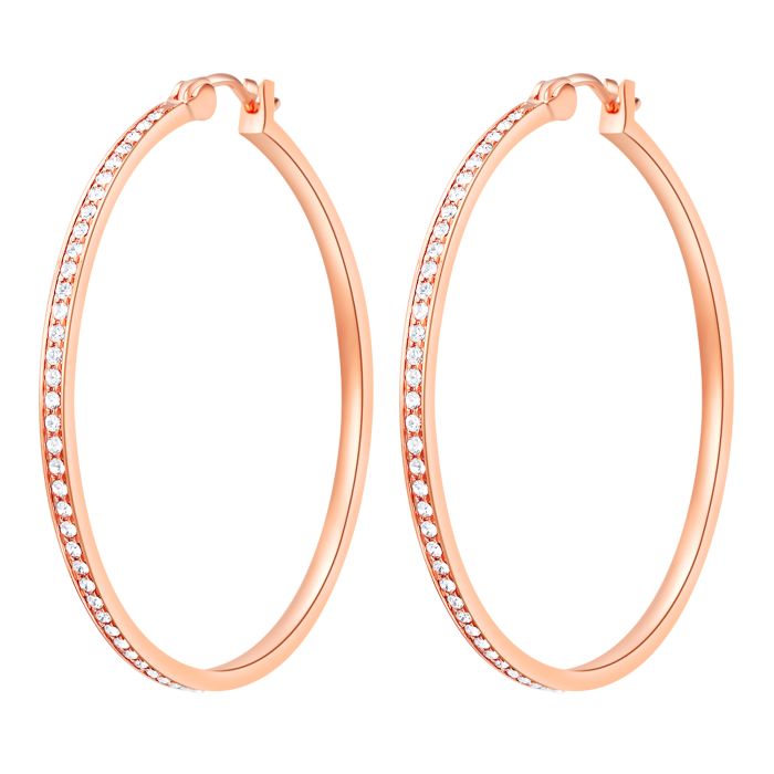 Eternity Mix Carrier Hoop Earrings 39mm Clear Crystal Rose Gold Plated