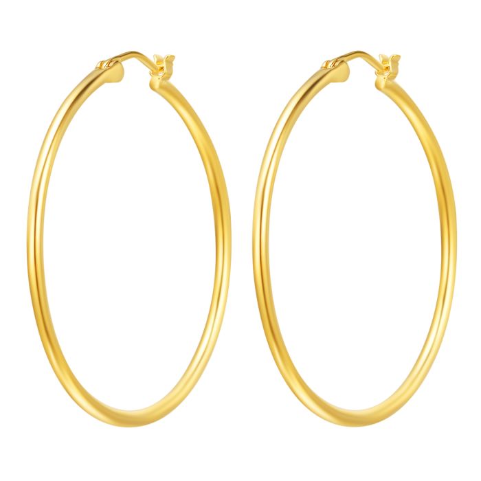 Minimal Mix Carrier Hoop Earrings 39mm Gold Plated