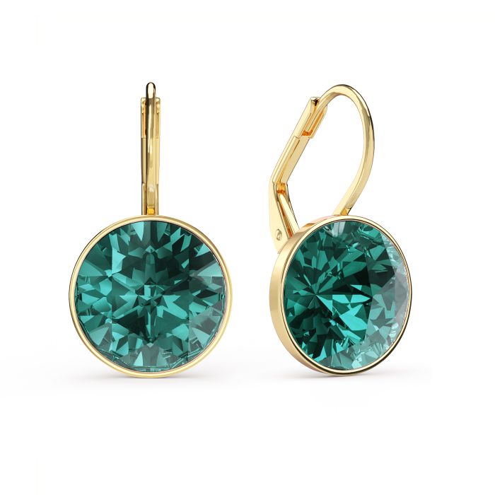 Bella Earrings 6 Carat Drop Earrings Blue Zircon Crystals Gold Plated