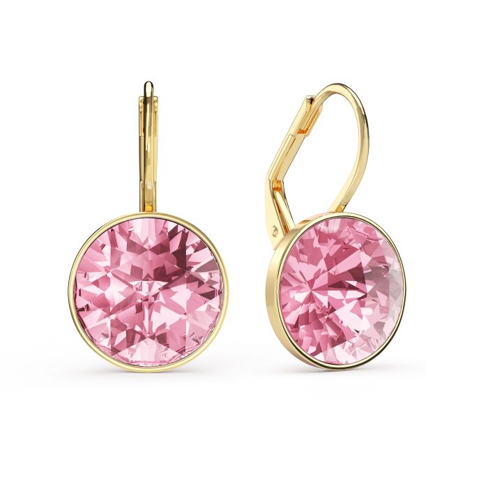 Bella Earrings 6 Carat Drop Earrings Light Rose Crystals Gold Plated