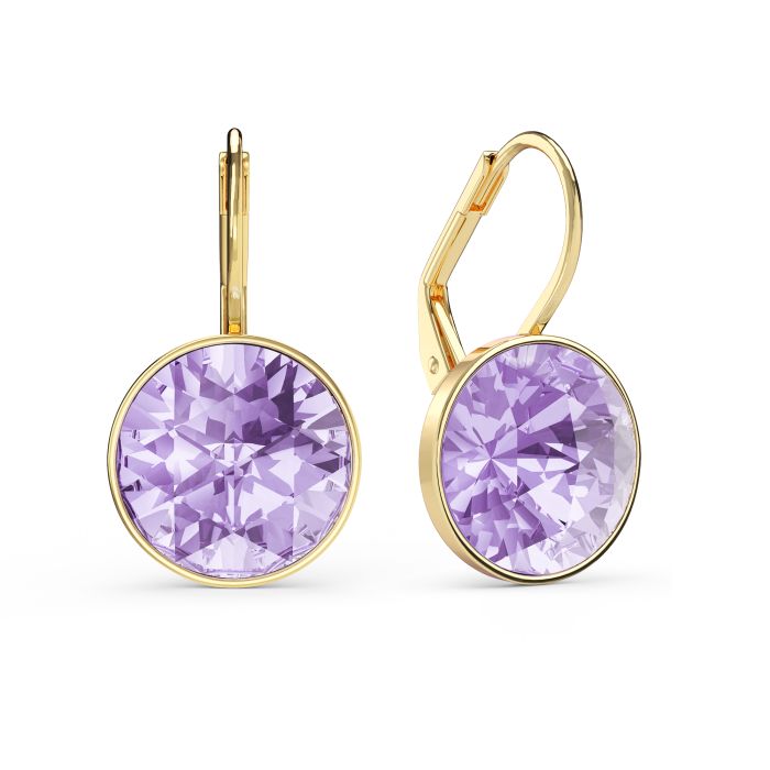 Bella Earrings 6 Carat Drop Earrings Violet Crystals Gold Plated