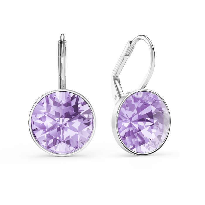 Bella Earrings 6 Carat Drop Earrings Violet Crystals Rhodium Plated