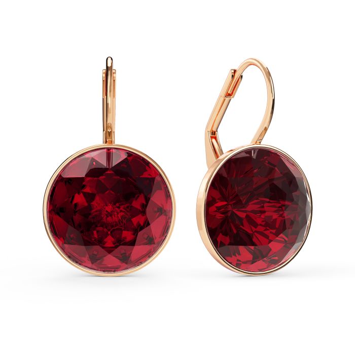 Bella Earrings 10 Carat Drop Earrings Ruby Crystals Rose Gold Plated