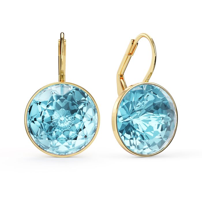 Bella Earrings 10 Carat Drop Earrings Aquamarine Crystals Gold Plated