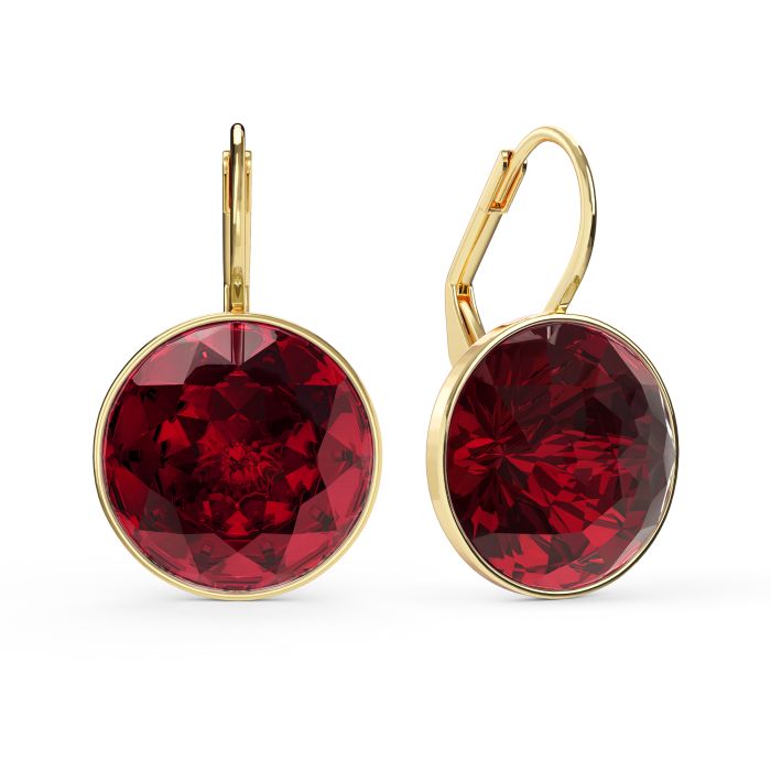 Bella Earrings 10 Carat Drop Earrings Ruby Crystals Gold Plated
