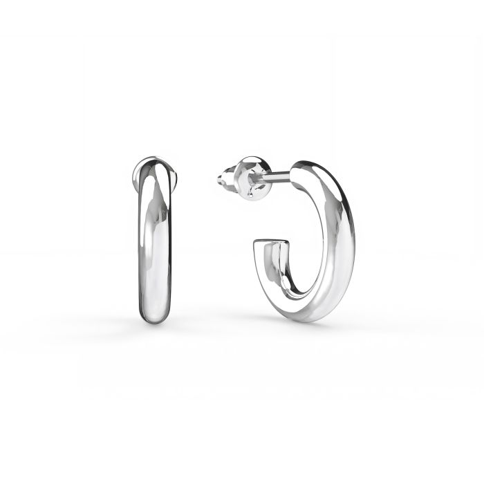 Basics Mix Hoop Carrier Earrings Rhodium Plated