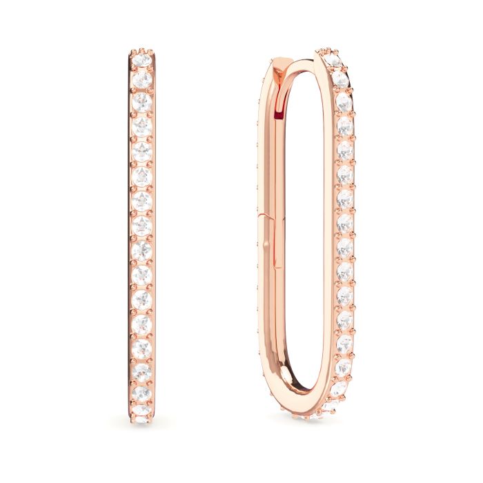 Grand Mix Carrier Earrings 31mm Clear Rose Gold Plated