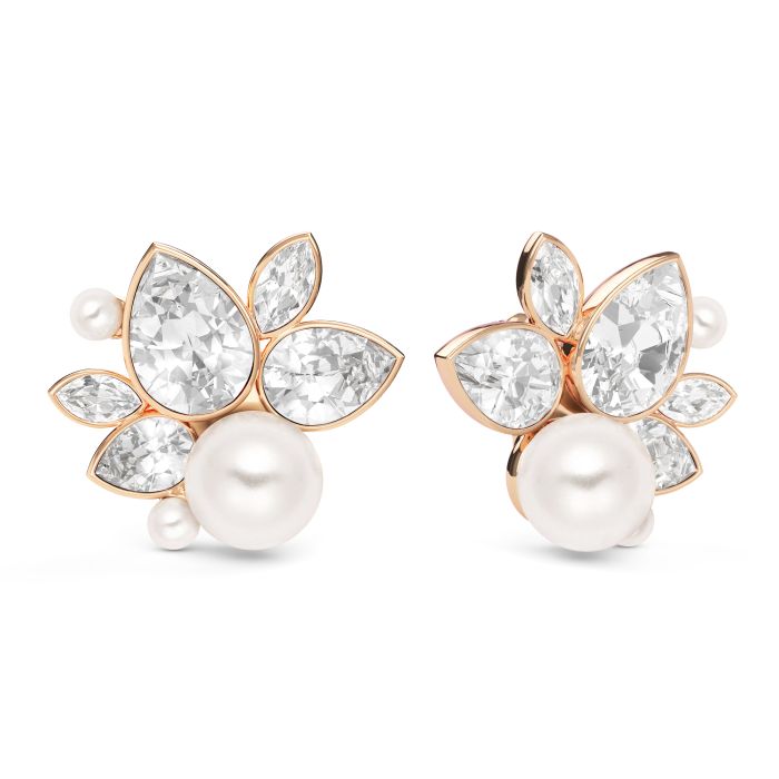 Chloe Mix Statement Carrier Earrings Clear Rose Gold Plated