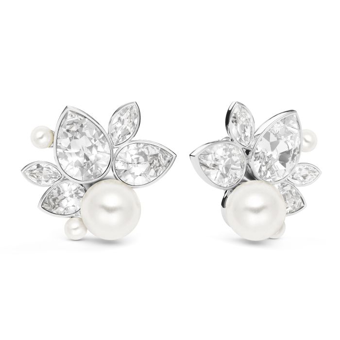Chloe Mix Statement Carrier Earrings Clear Rhodium Plated