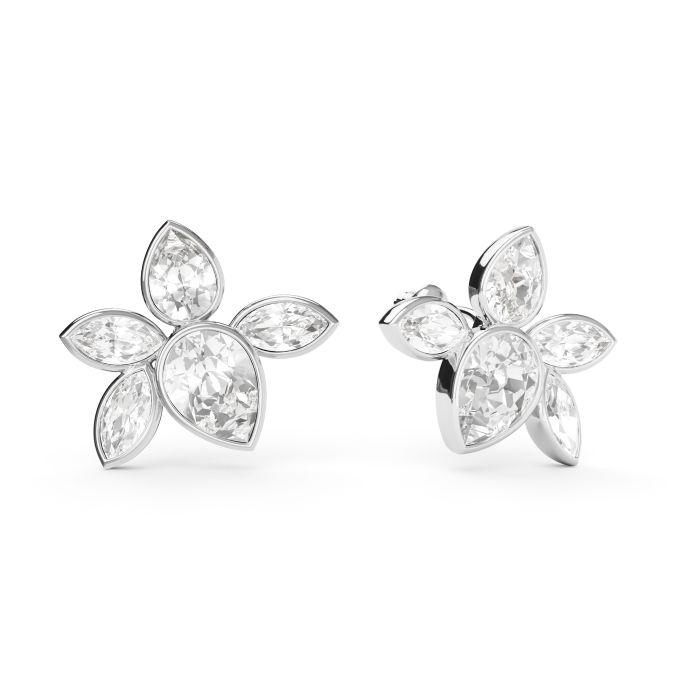 Selia Mix Statement Carrier Earrings Clear Rhodium Plated