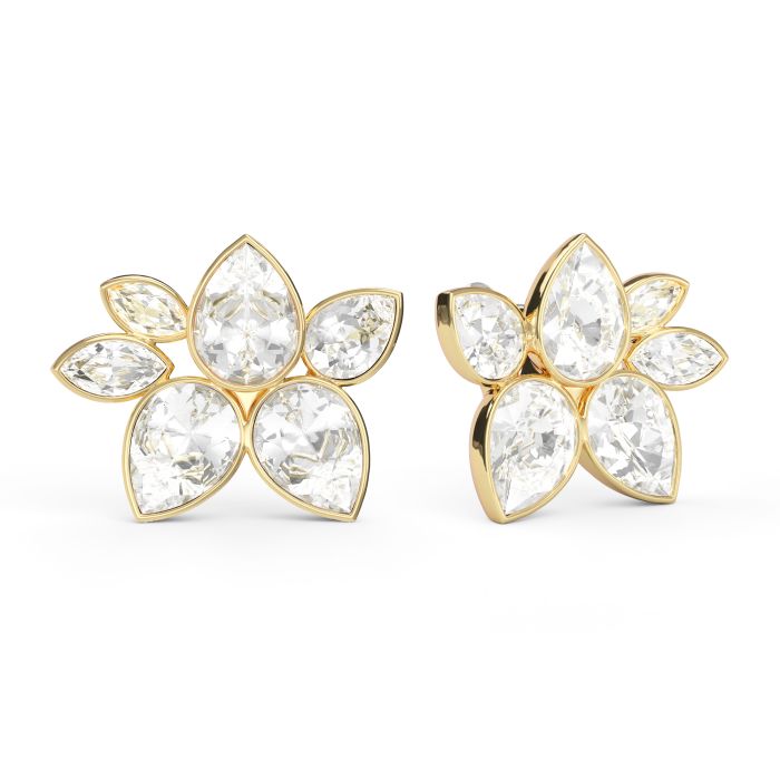 Robyn Mix Drop Carrier Earrings Clear Gold Plated