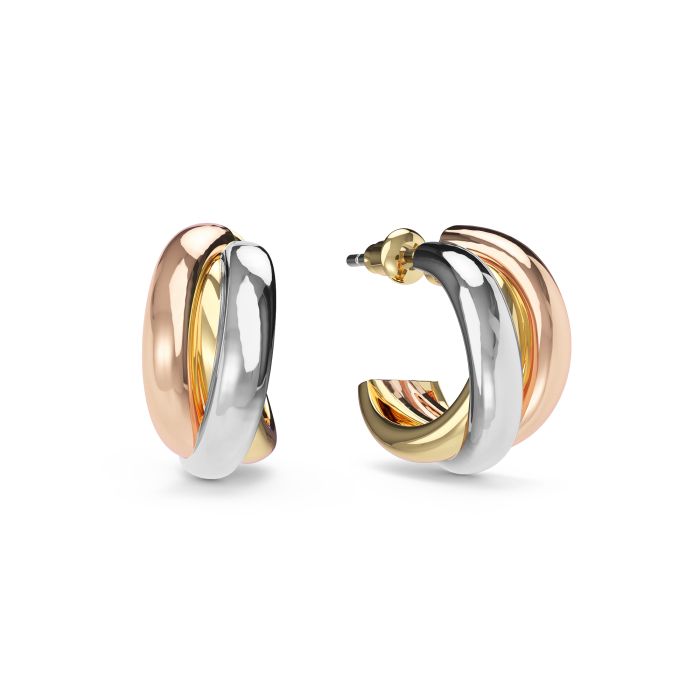 Trinity Hoop Earrings Tri Gold Plated