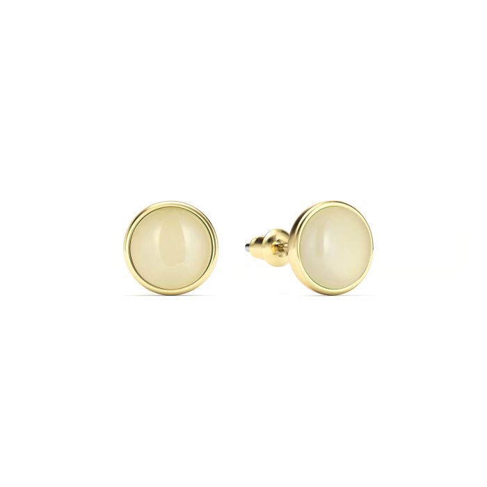 Round Petite Cabochon Stud Earrings Amazonite Gold Plated