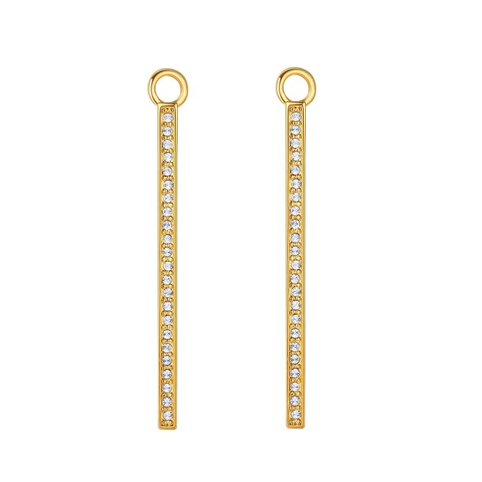 Vi Drop Bar Mix Hoop Earring Charms made with Clear Swarovski Crystals Gold Plated