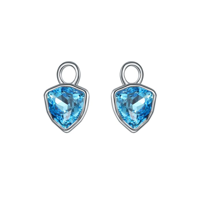 Trillion Mini Mix Charms with Aquamarine Swarovski Crystal Rhodium Plated
