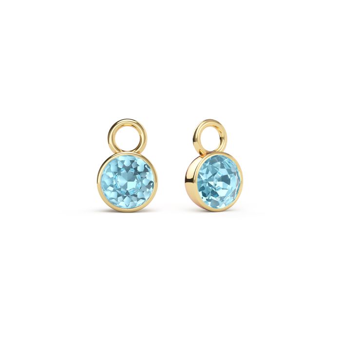 Bella 1 Carat Mix Charms with Aquamarine Swarovski Crystals Gold Plated