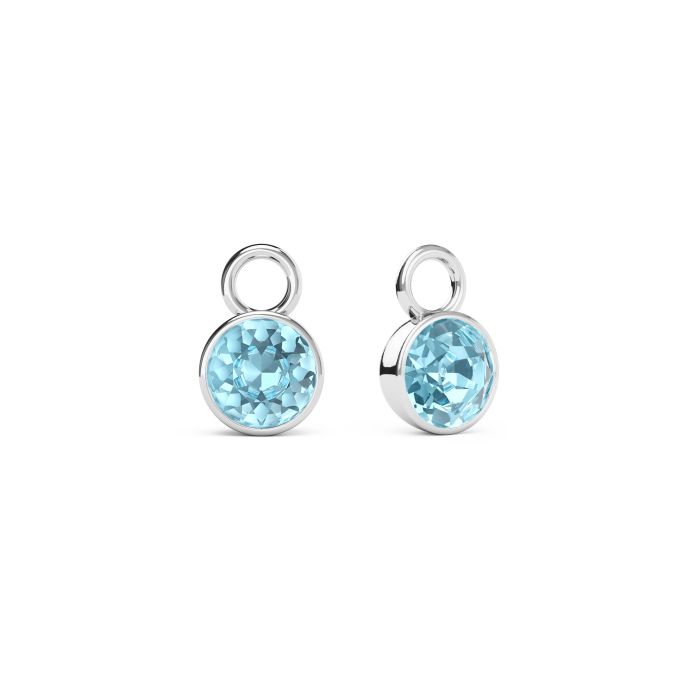 Bella 1 Carat Mix Charms with Aquamarine Swarovski Crystals Rhodium Plated