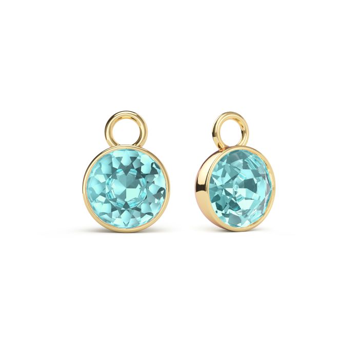 Bella 2 Carat Mix Charms with Light Turquoise Swarovski Crystals Gold Plated