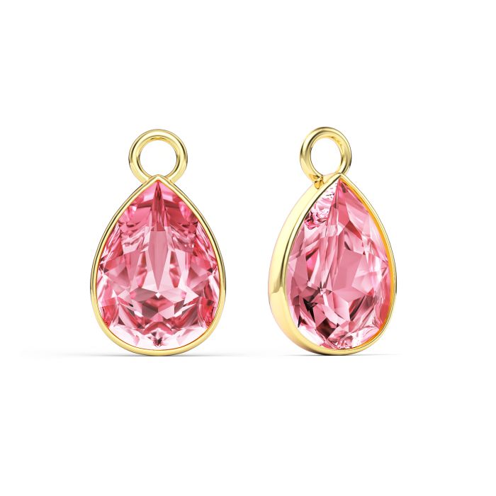 Statement Teardrop Mix Charms with Light Rose Swarovski Crystals Gold Plated