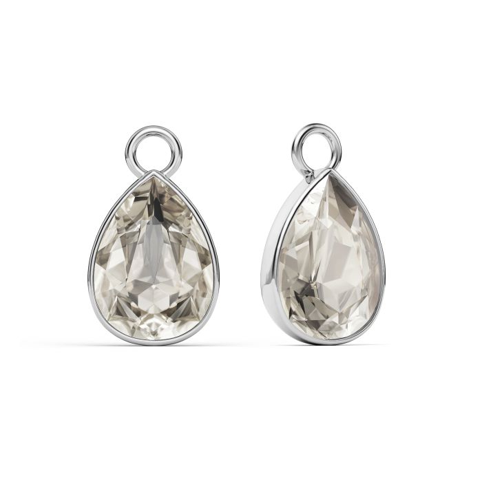 Statement Teardrop Mix Charms with Crystal Silver Shade Swarovski Crystals Rhodium Plated