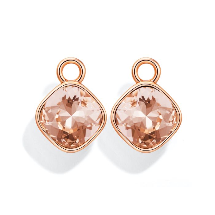 Cushion Mix Charms with Light Peach Swarovski Crystal Rose Gold Plated