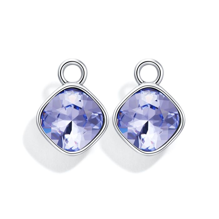 Cushion Mix Charms with Provence Lavender Swarovski Crystal Rhodium Plated