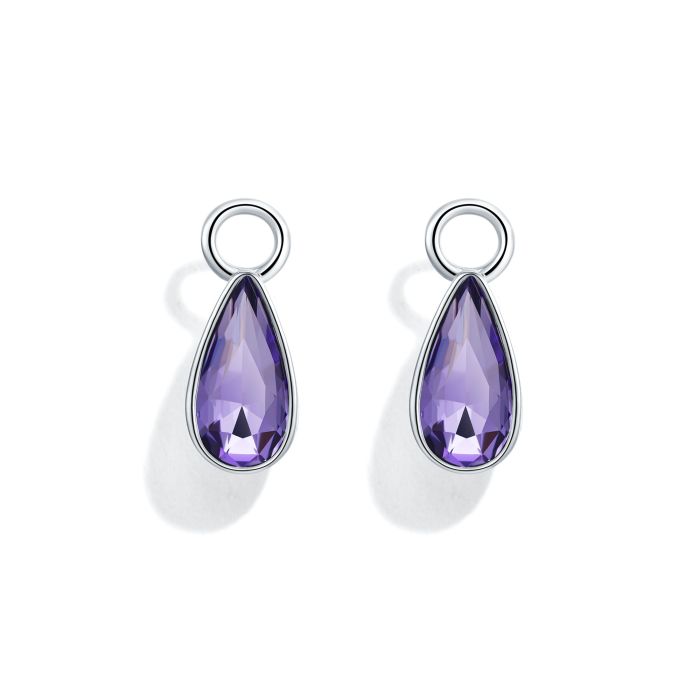 Raindrop Mix Charms with Swarovski Rhodium Plated Tanzanite
