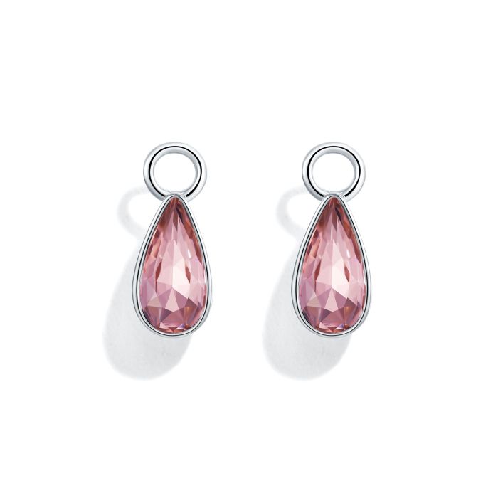 Raindrop Mix Charms with Swarovski Rhodium Plated Vintage Rose
