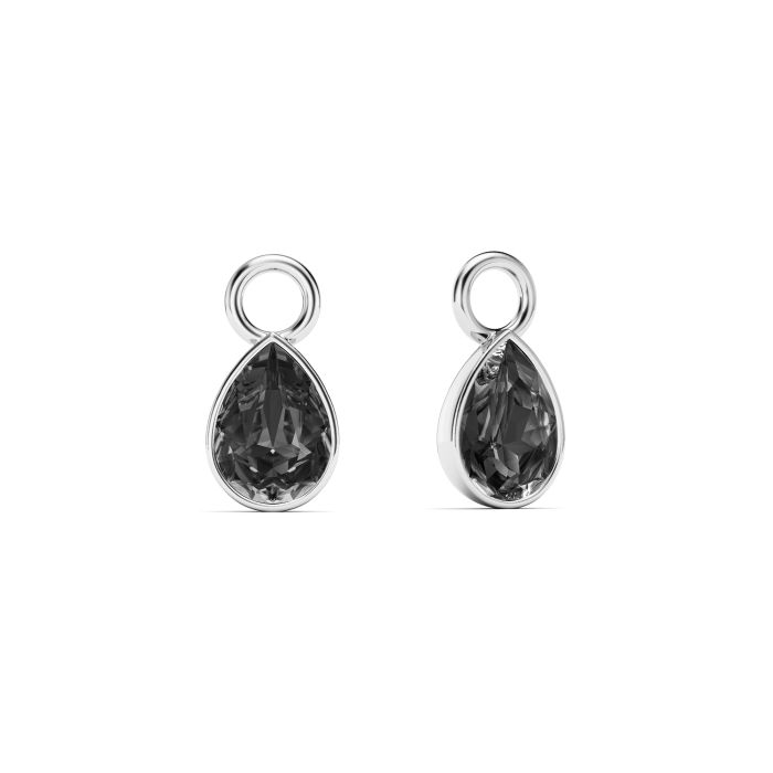 Petite Teardrop Mix Charms with Crystal Silver Night Crystals Rhodium Plated