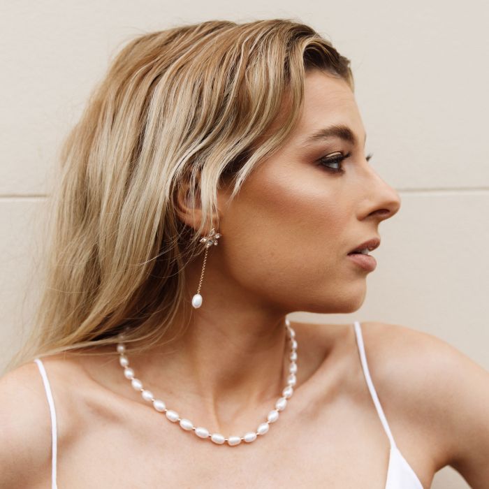 Petite Drop Freshwater Pearl Mix Charms Rose Gold Plated