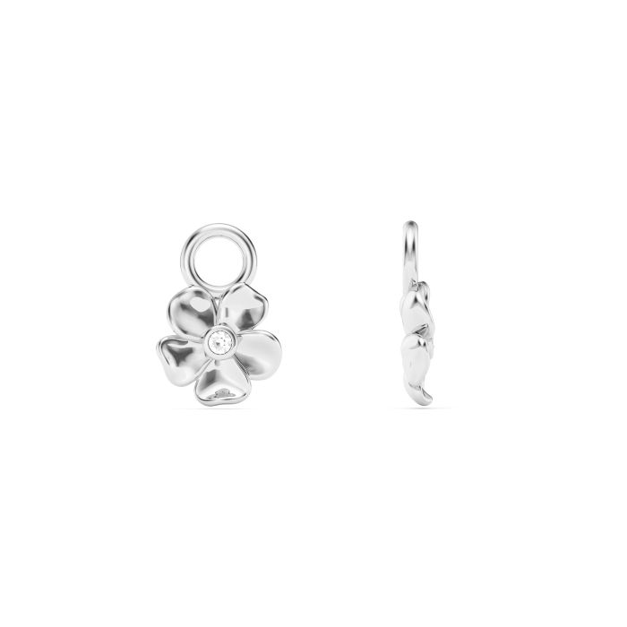Cherry Blossom Flower Mix Charms Clear Crystals Rhodium Plated