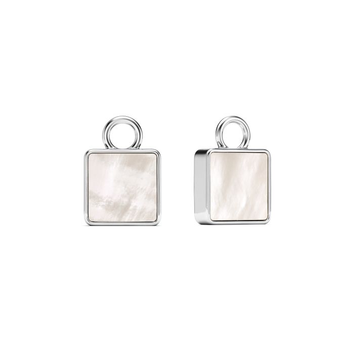 Square Mix Charms Mother of Pearl Rhodium Plated