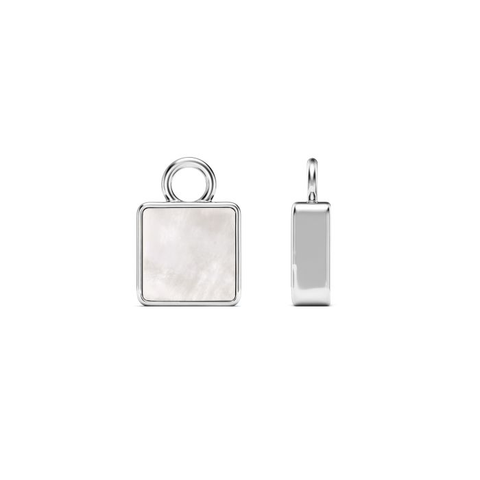 Square Mix Charms Mother of Pearl Rhodium Plated