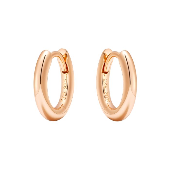 Minimal Mix Hoop Carrier Earrings in Sterling Silver Clear Rose Gold Plated
