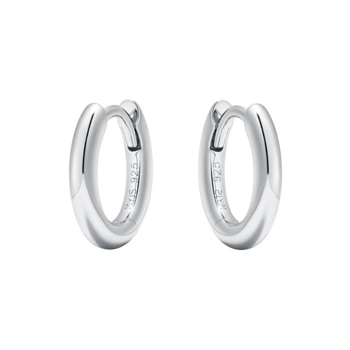 Minimal Mix Hoop Carrier Earrings in Sterling Silver Clear Rhodium Plated