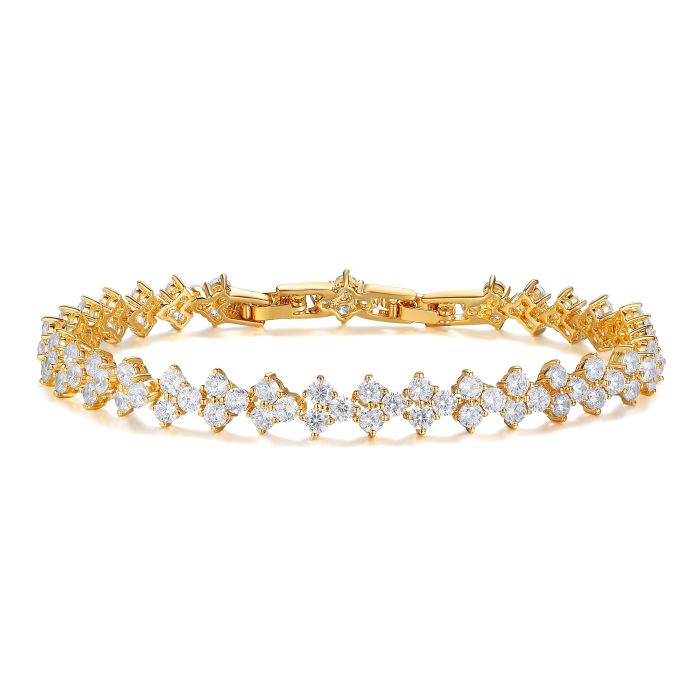 Victoria Regal Clear Cubic Zirconia Tennis Bracelet Bridal Gold Plated